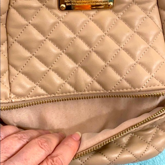 bebe quilted tan with gold hardware mini backpack - Picture 12 of 16